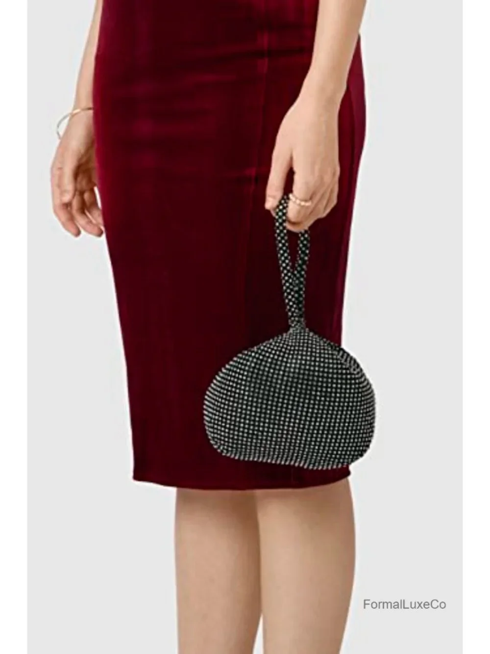 Sparkly Rhinestone Clutch Evening Bag with Long Satin Opera Gloves